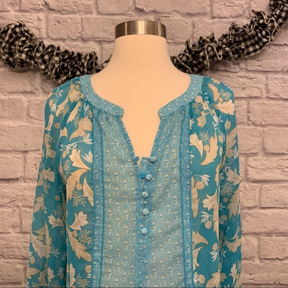 Zac & Rachel Boho 3/4 Sleeve Print Blouse - Picture 2 of 13